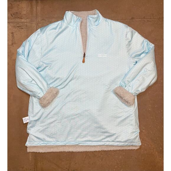 USA Palm Reversible Sherpa Fleece Pullover 1/4 Zip Gray Blue Men’s Size XL - Picture 7 of 10